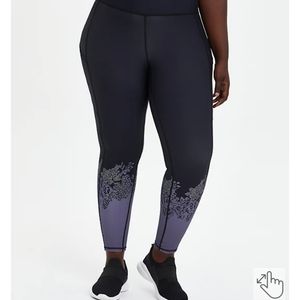 Torrid Black & Purple Floral Full Length Wicking Active Leggings Size 2x